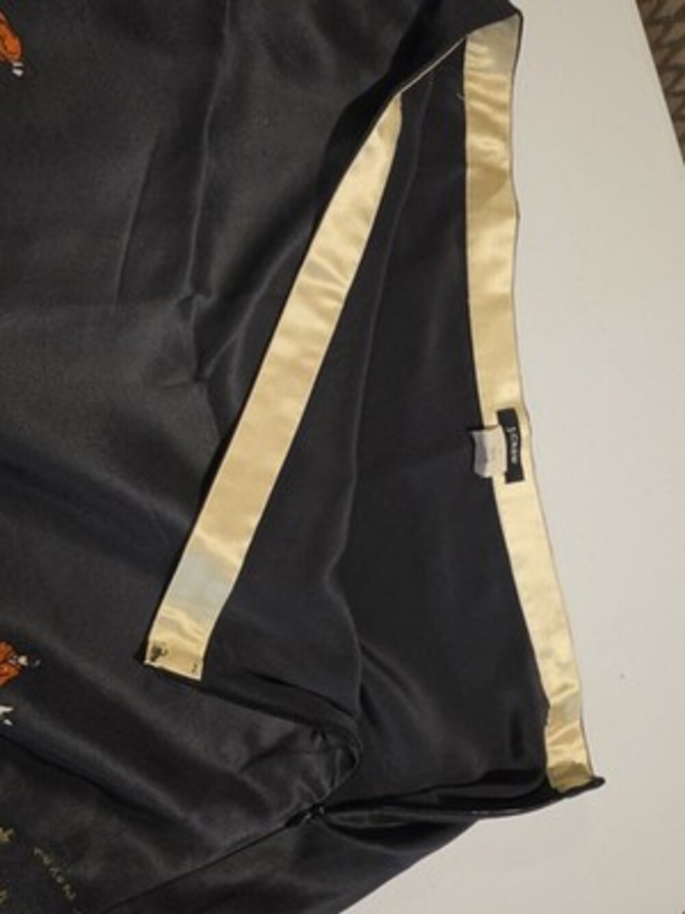 J.CREW Black Silk Satin Equestrian Horse/Animal Print A-Line Knee Skirt 6 Zip - Picture 3 of 5
